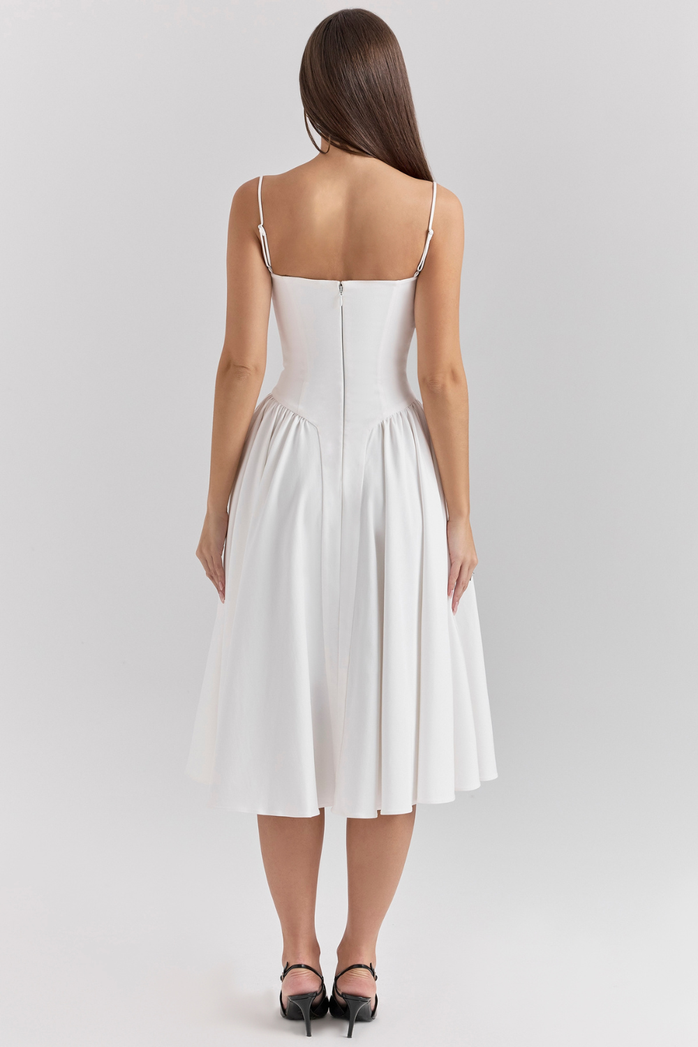 Solène – Vestido Midi com Corset em Sarja