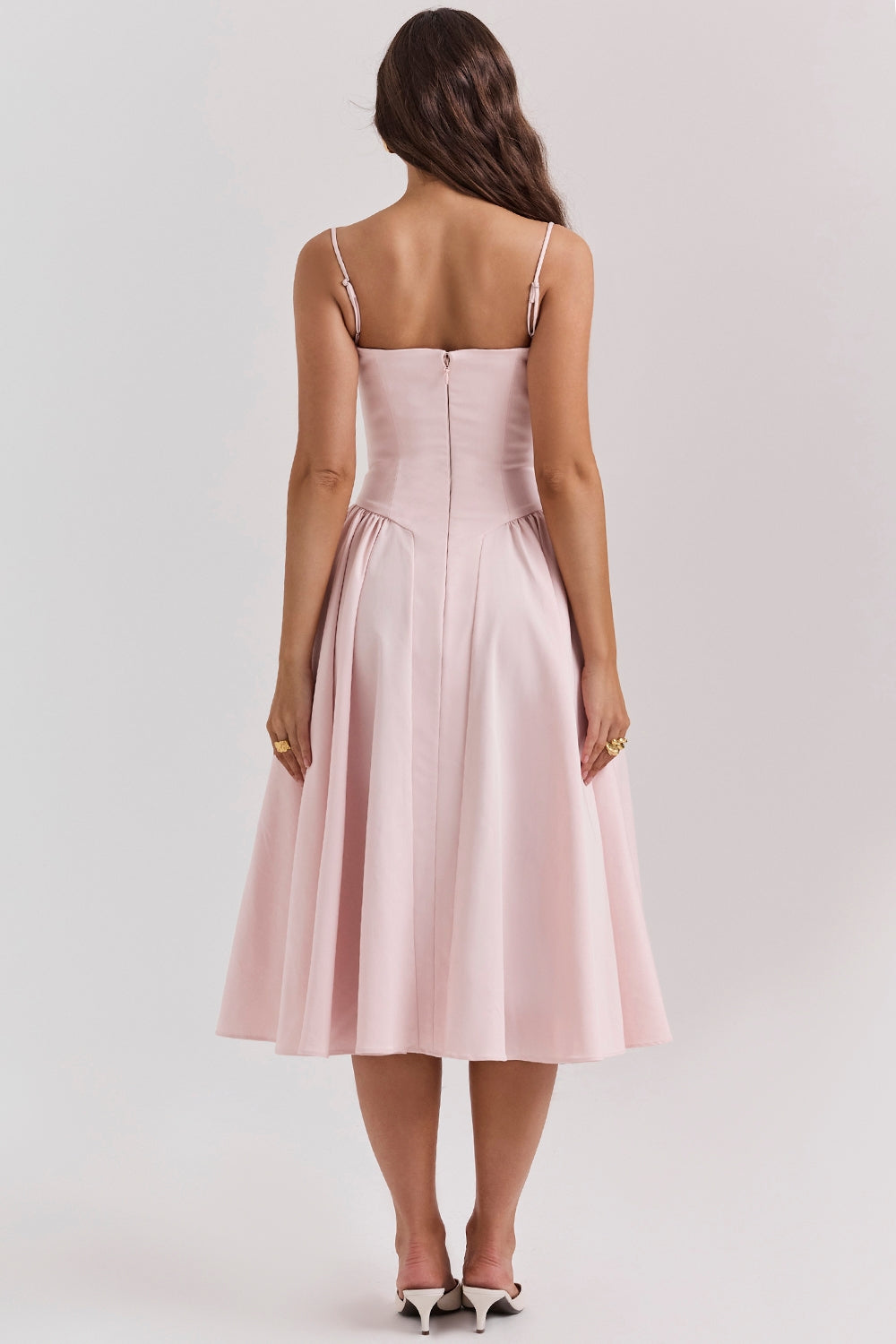 Solène – Vestido Midi com Corset em Sarja