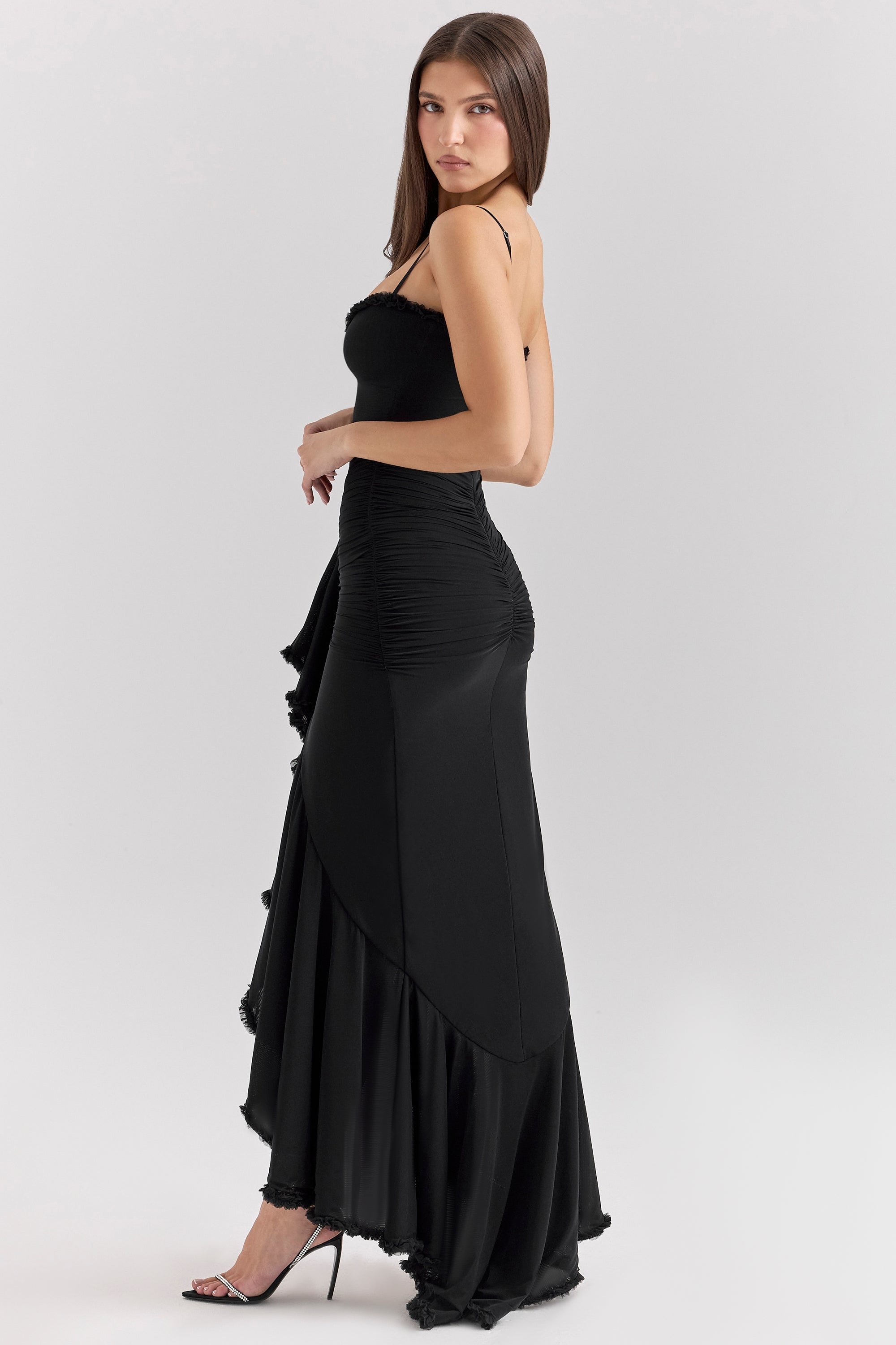 Marisse – Vestido longo com babados em malha