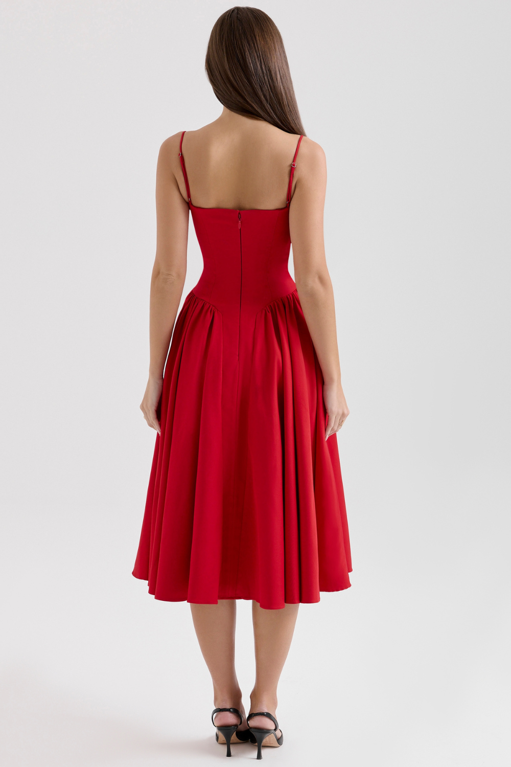Solène – Vestido Midi com Corset em Sarja