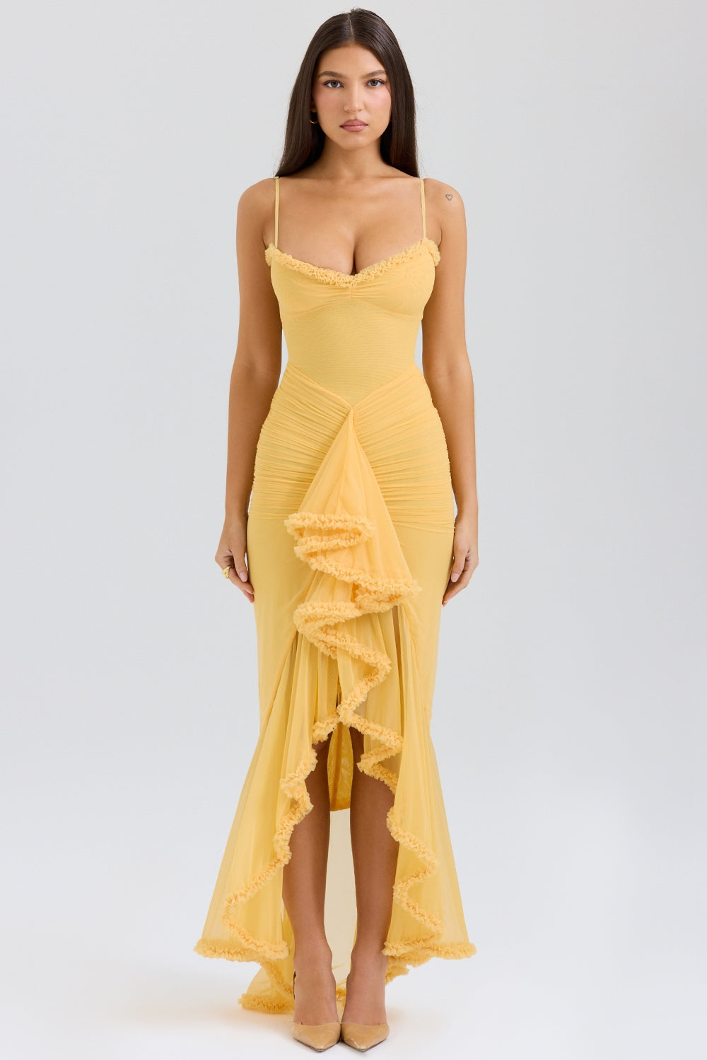 Marisse – Vestido longo com babados em malha