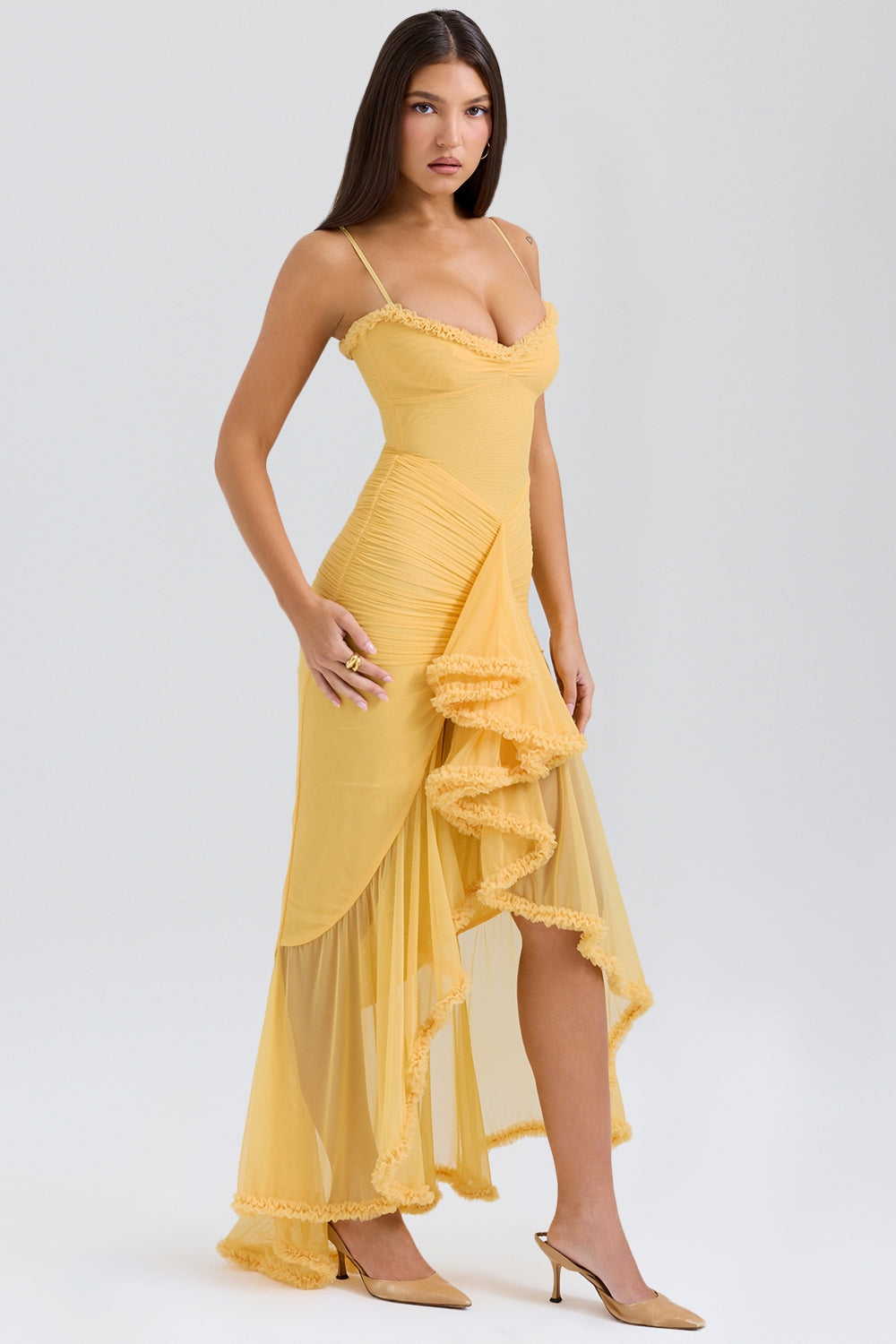 Marisse – Vestido longo com babados em malha