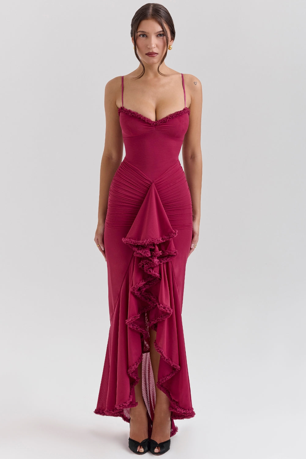 Marisse – Vestido longo com babados em malha