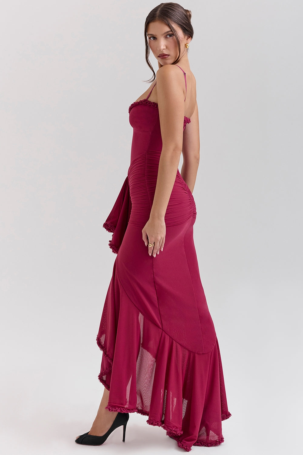 Marisse – Vestido longo com babados em malha