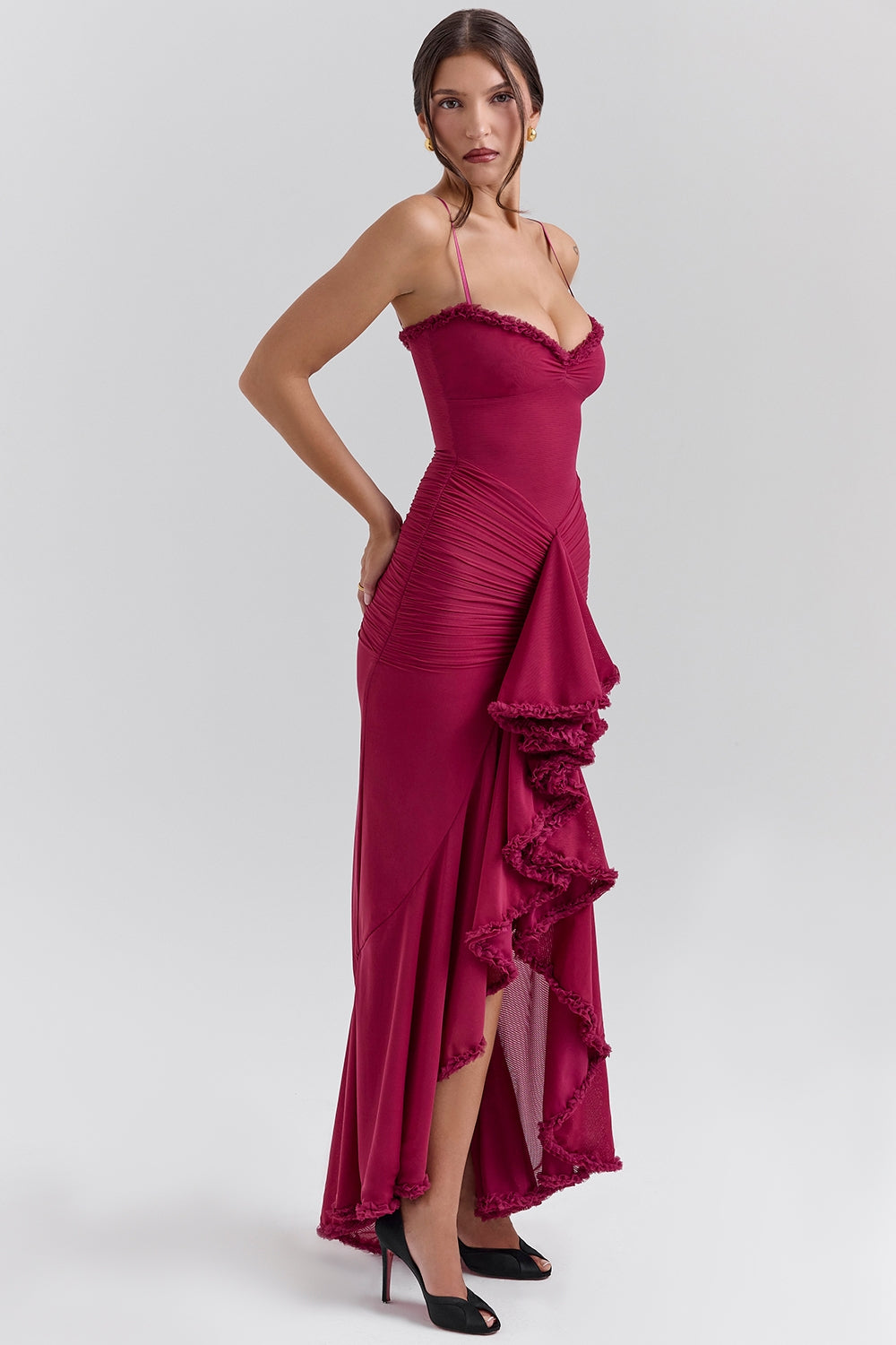 Marisse – Vestido longo com babados em malha