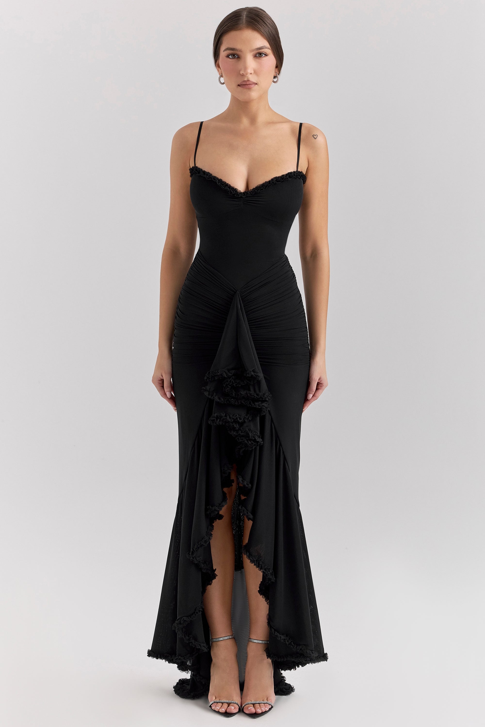 Marisse – Vestido longo com babados em malha