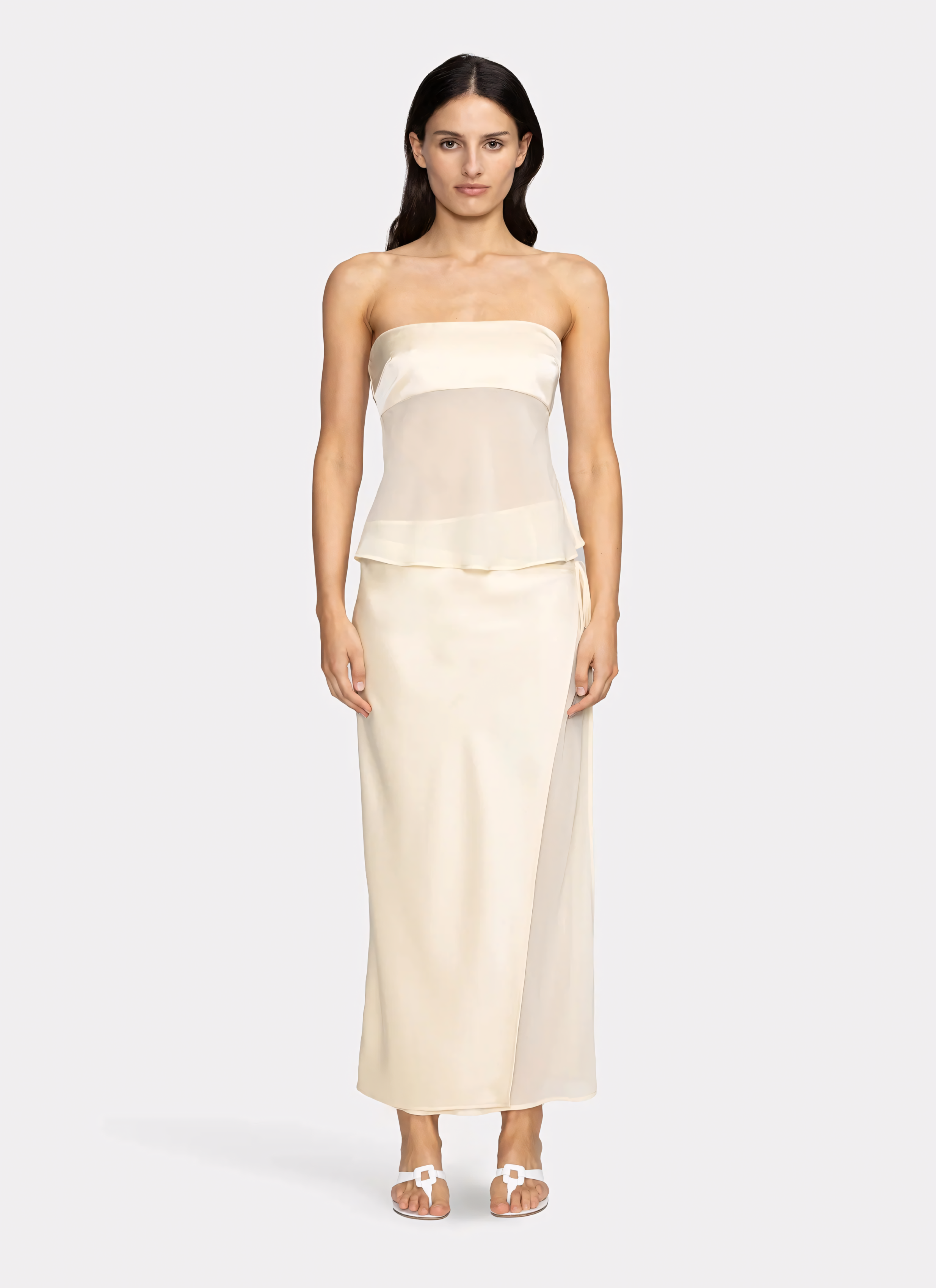 Lunara – Vestido Drapeado Transparente